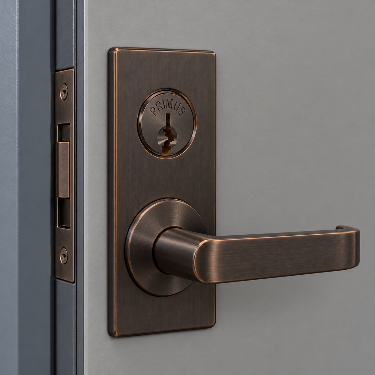 schlage-primus-bronze — illustrative installed/product view; configuration and finish as named, surrounding hardware not included
