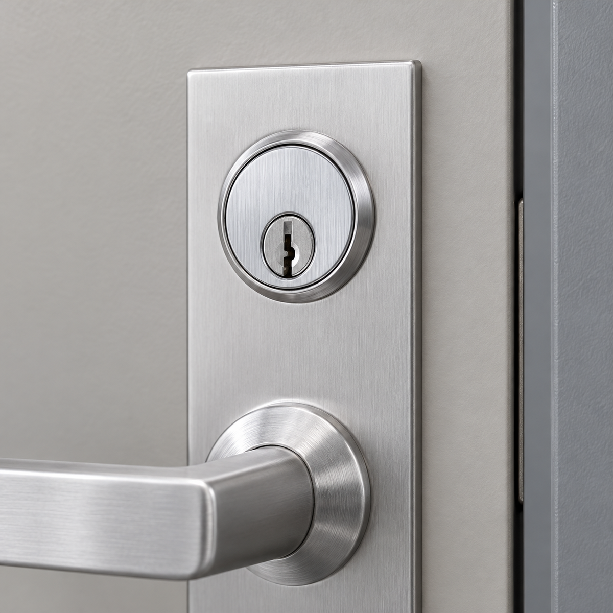 schlage-replacement-cylinders — illustrative application view, representative finish; surrounding door and hardware not included